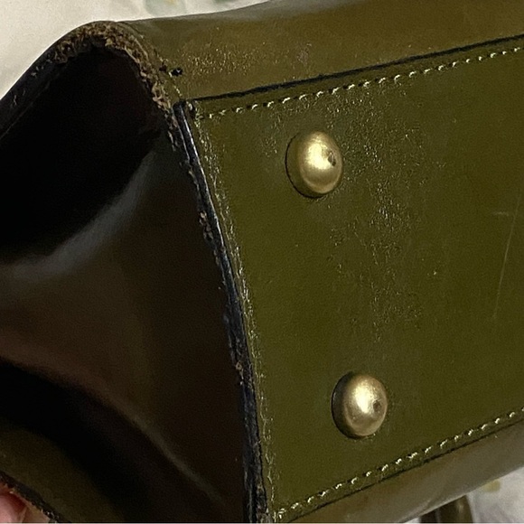 Patricia Nash Olive Green & Gold Embossed Leather Shoulder Bag - Picture 13 of 15